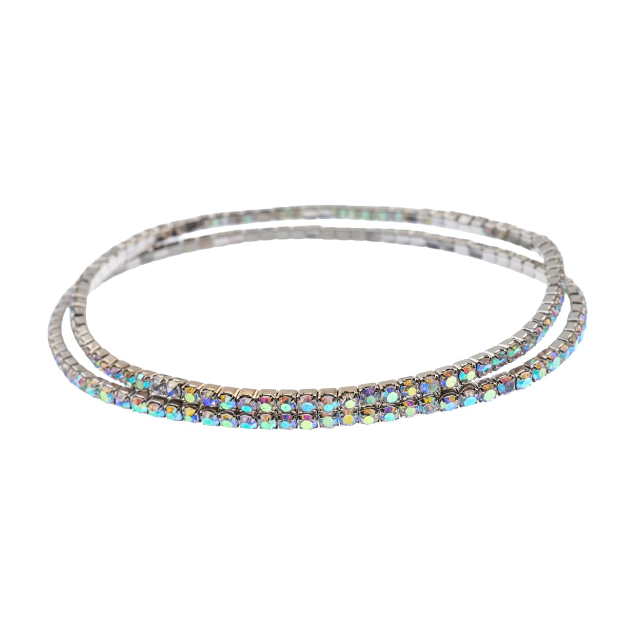 7" Silver & AB Crystal Rhinestone Stretch Bracelets, 2ct. by Bead Landing™